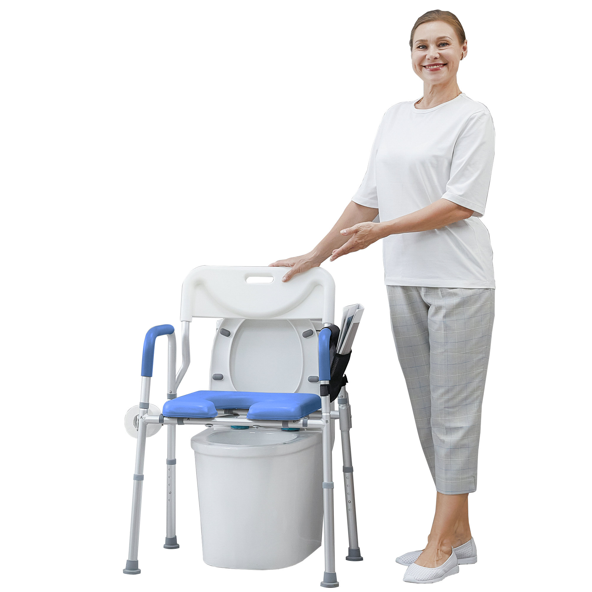 SMAGREHO Raised Toilet Seat with Armrest and Backrest, Elevated Toilet ...