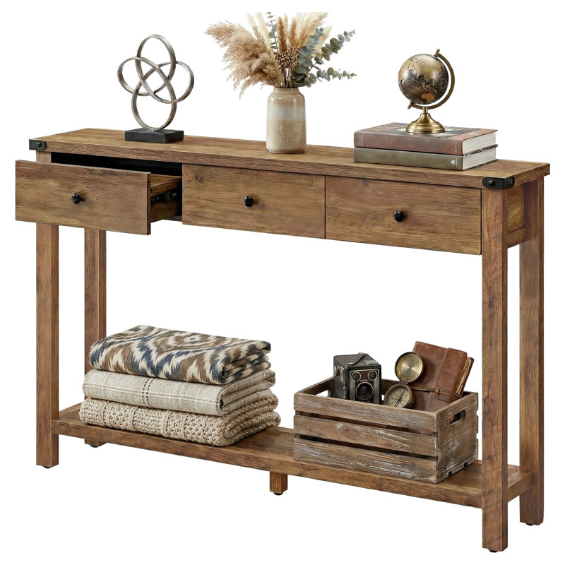 Sahai Console Table with 3 Drawers, 30.3'' H x 47.6'' W x 9.8'' D, Honey Brown