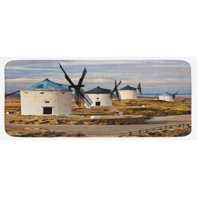 Tapis de cuisine à vent blanc bleu pâle médiéval espagne consuegra old