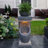 Abdulameer 32''H Gray Resin Column Outdoor Fountain with Built-In Planter and LED Light