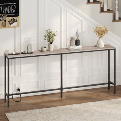 78.7" Narrow Console Table with Power Outlet Behind Couch for Entryway