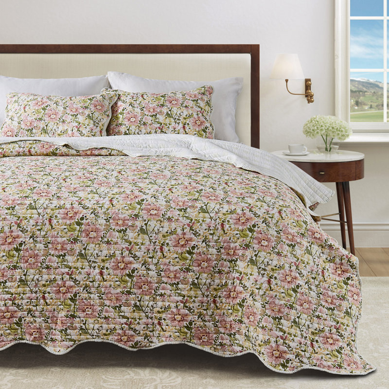 Ensemble de courtepointe festonnée Floral Bloom, Simple/Simple TG