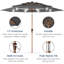  Parasol de patio à 3 niveaux avec 3 lumières à DEL Woodgrain, inclinable - gris-121457156