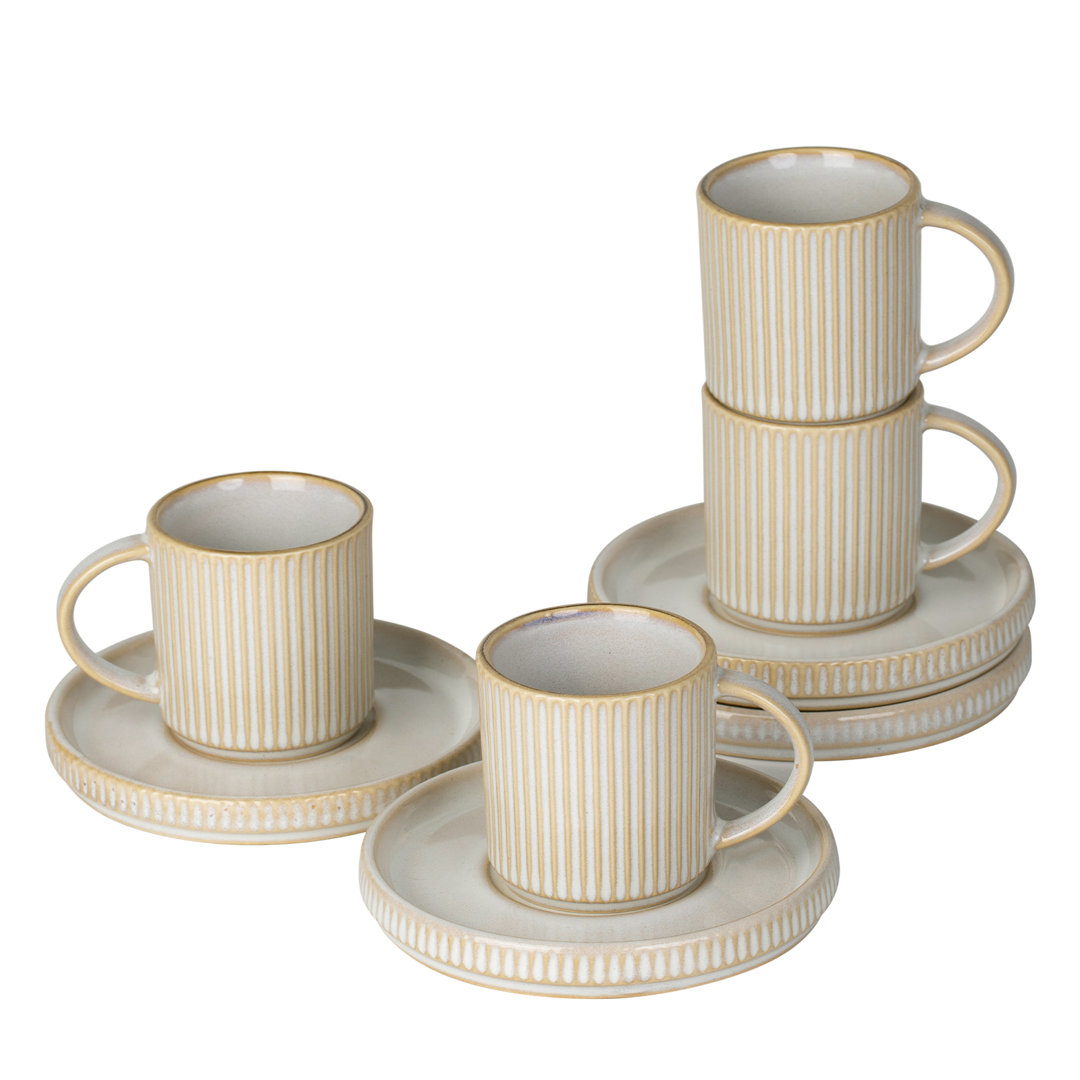 Stoneware 3oz Espresso Cup & Saucer Set (Set of 4) Famiware 