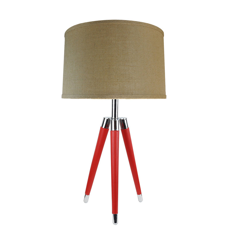 Lampe de table à trépied 27 po Linco, Toile de jute naturelle, Rouge