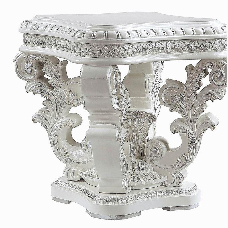 Table d'appoint carrée rétro blanche