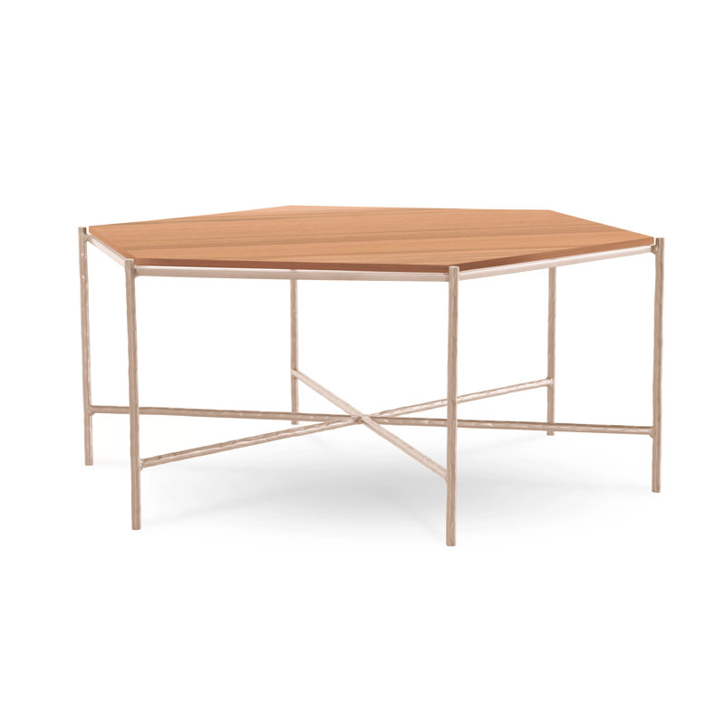 Athena Glass Top Coffee Table, Argento Antico, Saddle, Maple