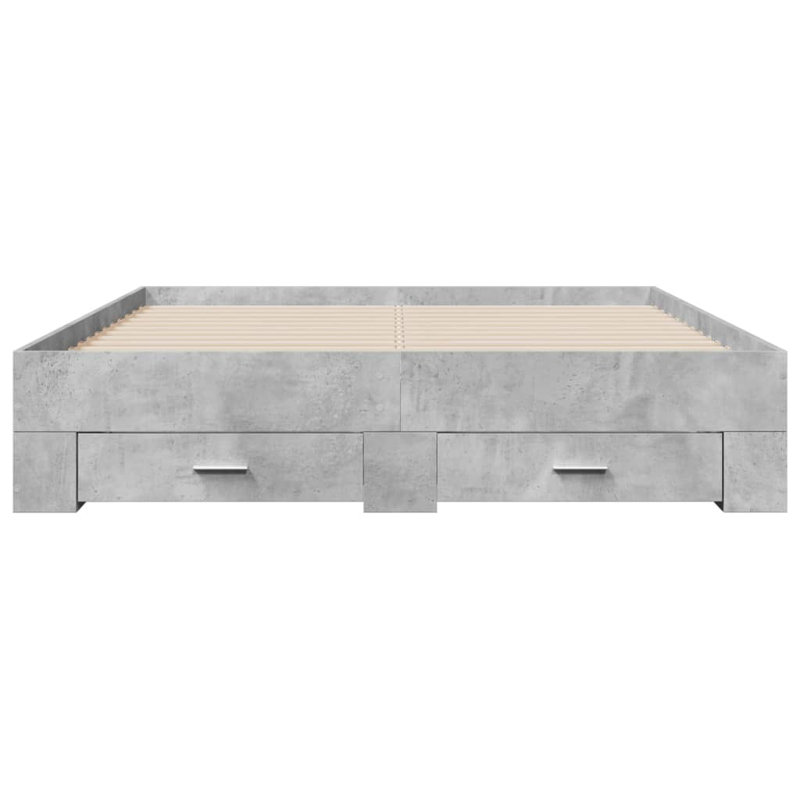 Vidaxl Bed Frame With Drawers Concrete Grey, Kingsize (5')