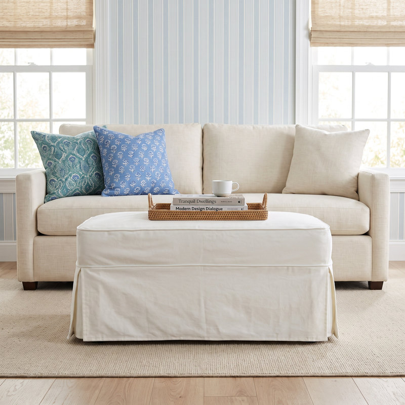 Taylor Upholstered Ottoman, Bayou Off White Canvas