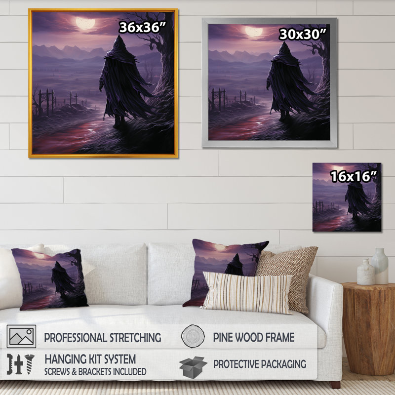 Dark Sorcery Shadows - Art mural fantastique, H 36 po x l 36 po x P 1,5 po, Toile tendue