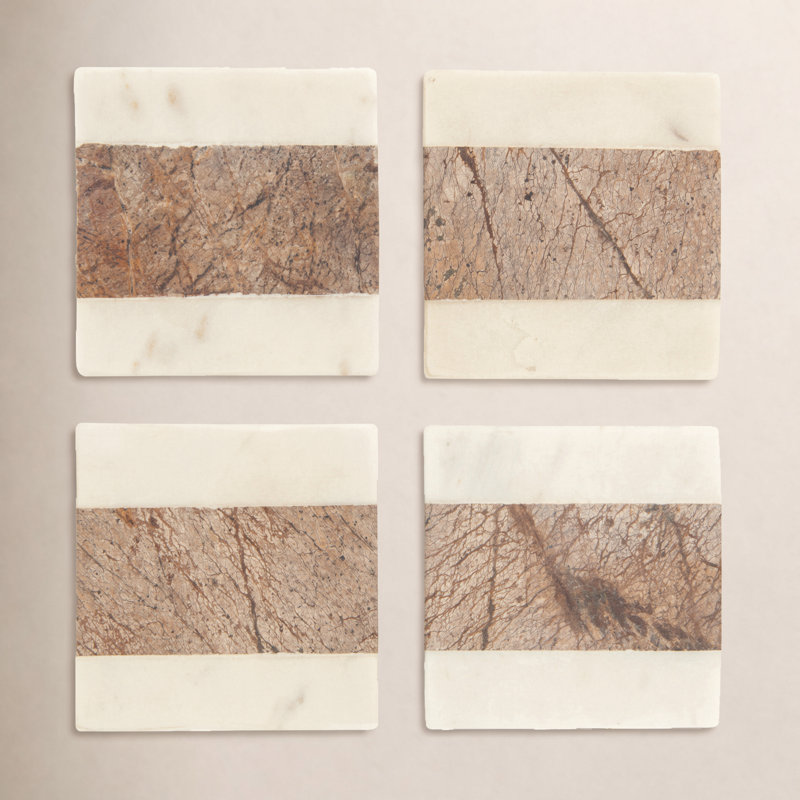 Marble Square 4 Piece Coaster Set