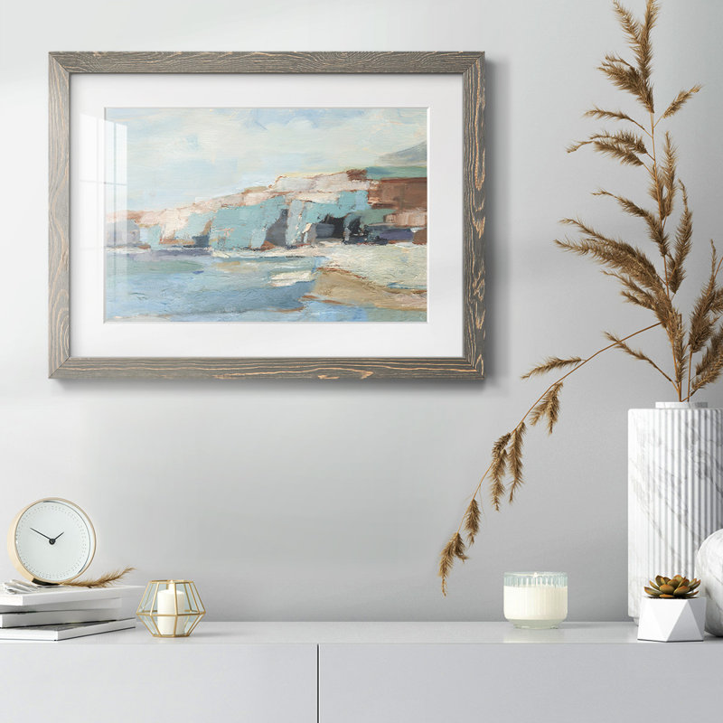 Turquoise Cliff Wall II - impression de cadre photo simple, Gris, H 22 po x l 32 po x P 1,5 po