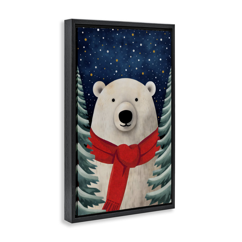 Ours polaire avec cadre flottant Merry, Cadre flottant noir de jais, H 25 po x l 17 po