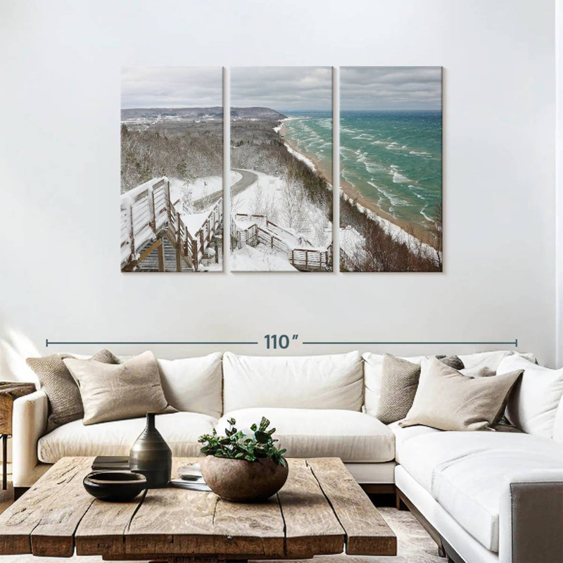 Scène d'hiver à Alvord Lake Michigan, H 48 po x l 74 po