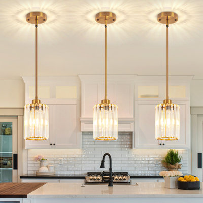 Bette 1-Light Modern Crystal Single Pendant Light With Adjustable Height (Set of 3)