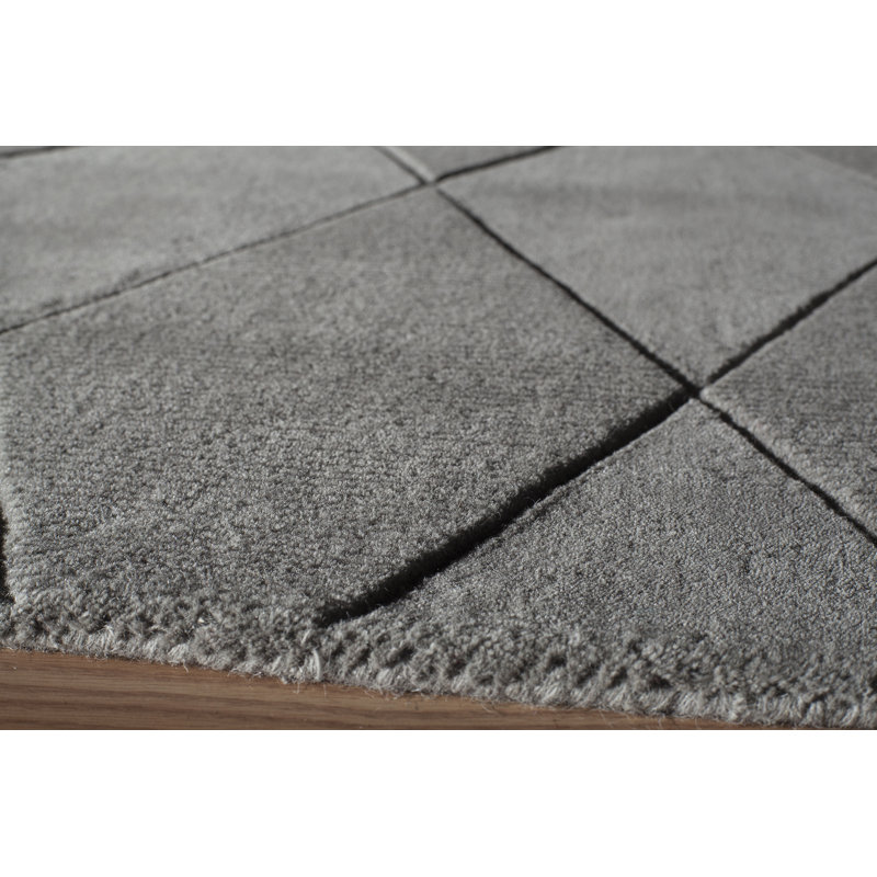 Tapis gris en laine touffeté à la main Gilda, Rectangle 2 pi 3 po x 3 pi 9 po