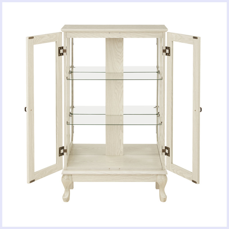 2 Doors Curio Cabinet with Tempered Glass Doors, White