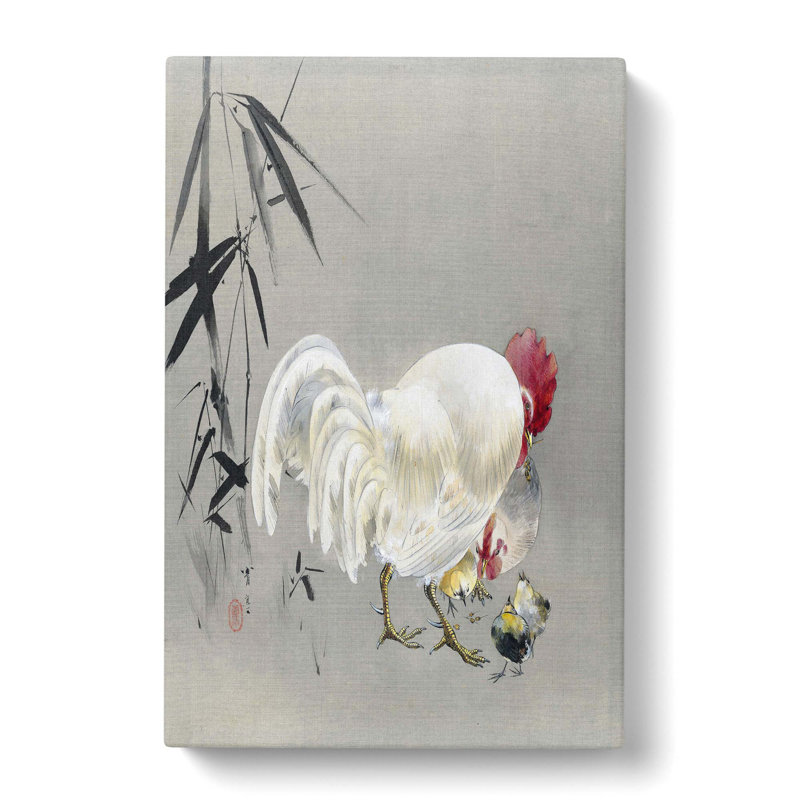 Rooster And Hen With Chicks by Watanabe Seitei - Wrapped Canvas Print, 50cm H x 35cm W x 3cm D