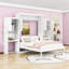 Grand lit escamotable en bois avec tablettes de rangement, armoires et lattes-701847479