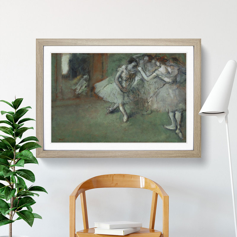 Group of Ballet Ballerina Dancers by Edgar Degas - Framed Print, 27cm H x 36cm W x 2cm D, Oak Framed