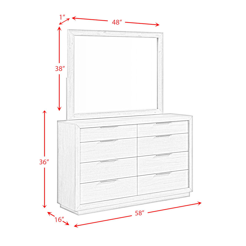 Dresser & Mirror Set In Grey