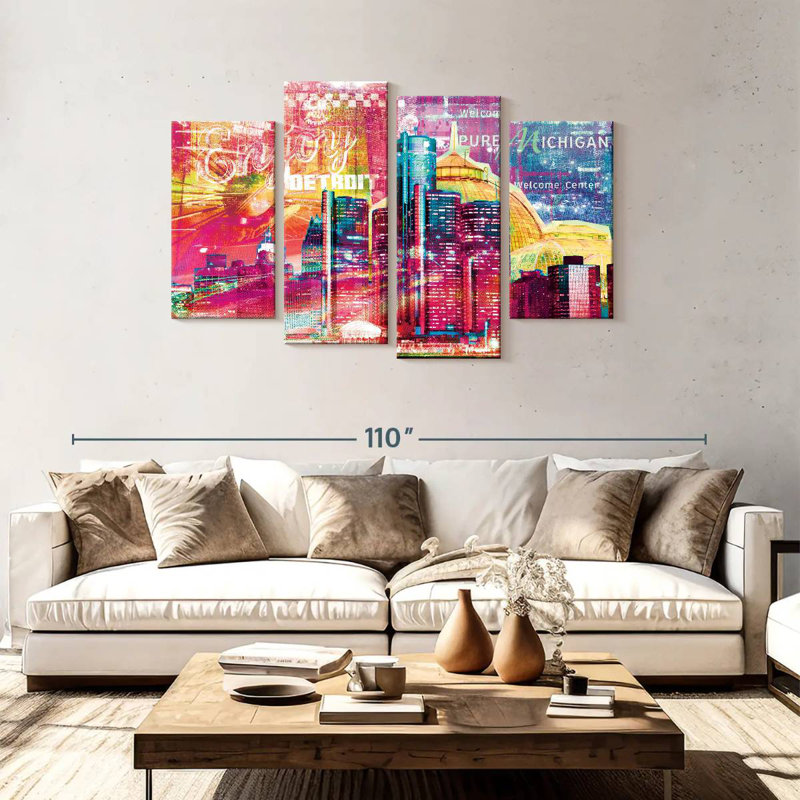 Nicci Detroit Cityscape Grunge, H 48 po x l 75 po