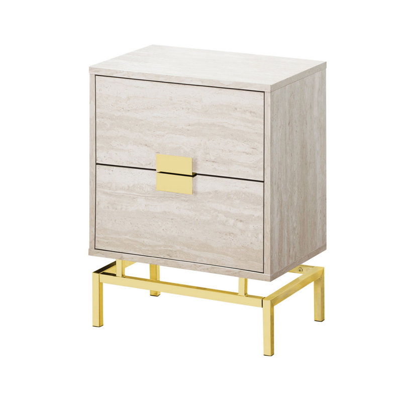 Lieber Nightstand, Beige, Gold