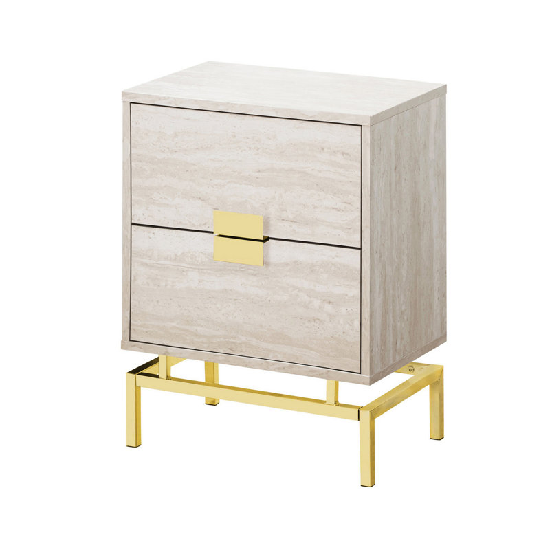 Table de bout haute 23,5 po Lieber, Or, Beige