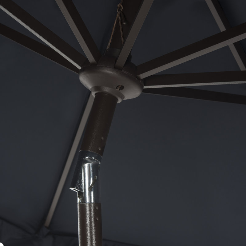 Parasol d'extérieur Iago, Bleu marine/blanc, Brun