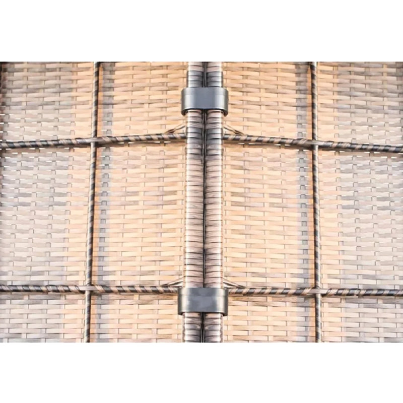 4 Outdoor Seating Collection For Patio Party, Fully Assembled, Oversized Design, Handwoven , Gray Cushions, Glass Table With 4 Seats Relaxation, Quick Setup, All-Weather Top