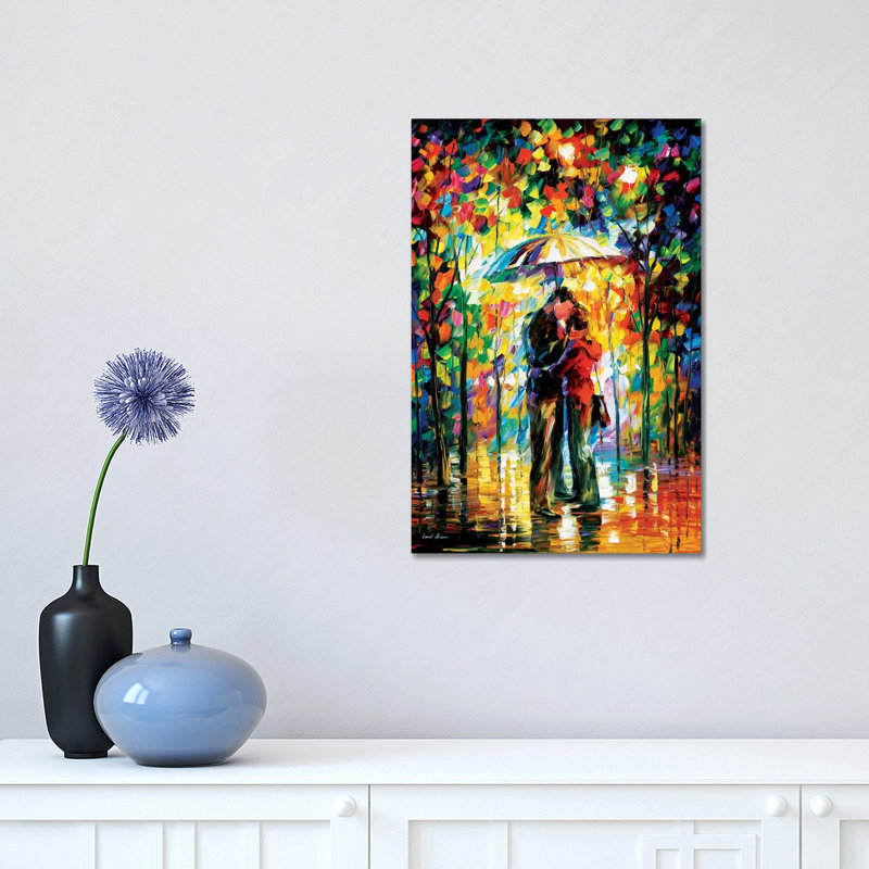 Kiss In The Park by Leonid Afremov - Painting on Canvas, Wrapped Canvas, 30.48 cm H x 45.72 cm W