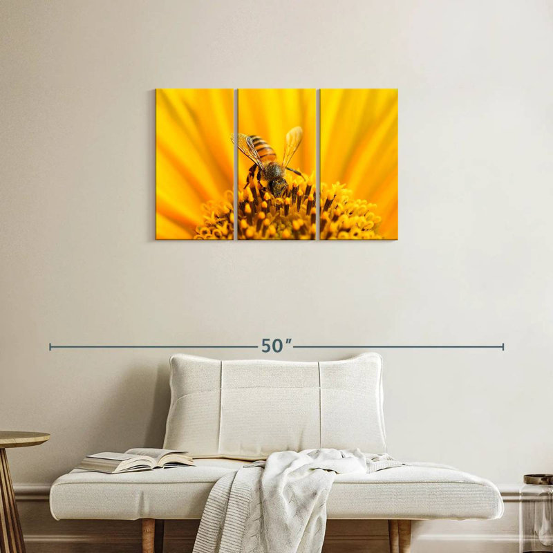 Harnek tournesol avec abeille, H 20 po x l 33 po