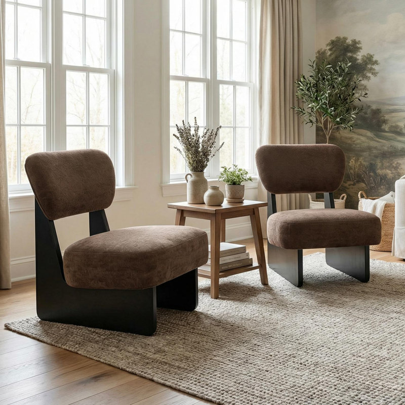 Vierra Fabric Upholstered Accent Chairs, Black, Dark Brown