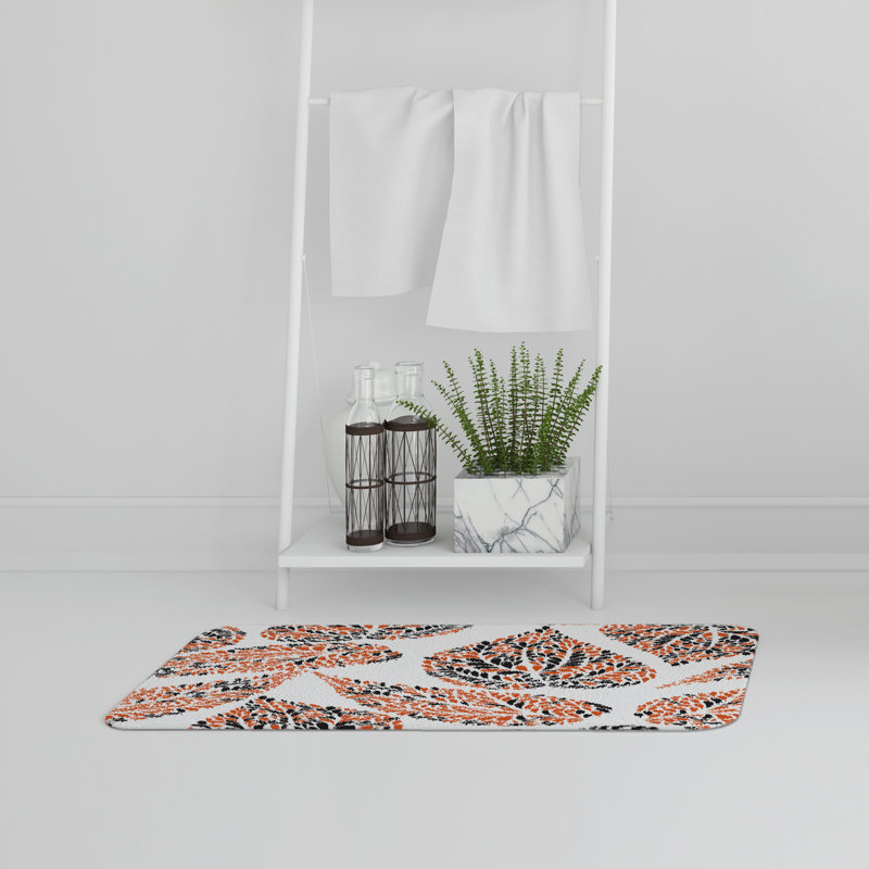 Aissa Non-Slip Bath Rug, Orange Paisley Drops