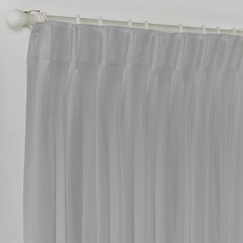 Pinch Pleated Extra Long & Extra Wide Faux Linen Semi Sheer Single Panel, 75" W x 204" L, Gray