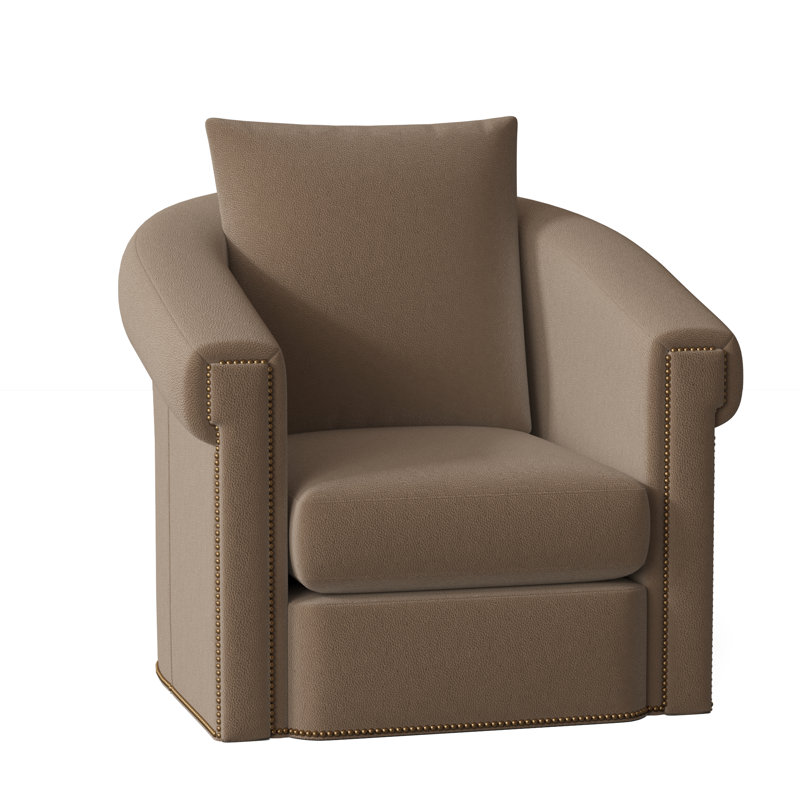 Andre Swivel Armchair, French Natural, Aline Fumo Genuine Leather