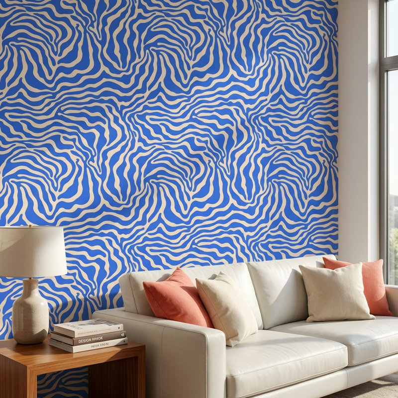 Abstract Wallpaper Blue Modern Removable Wall Decor