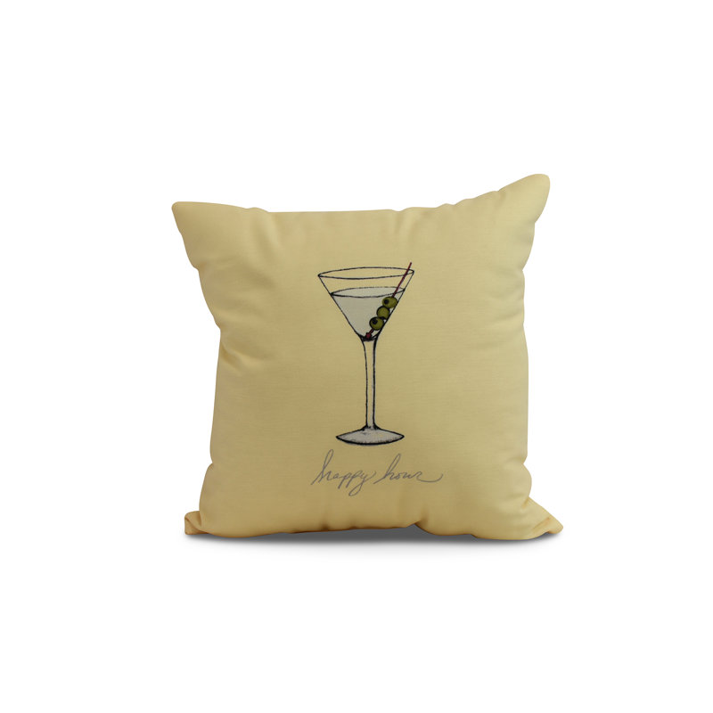 Palm Beach Reversible Throw Pillow, 16" H x 16" W, Yellow