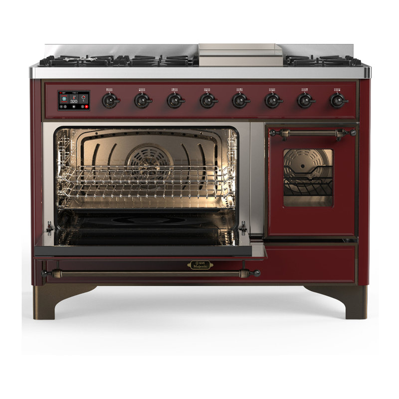 Majestic III Series 48 Inch Dual Fuel Range with 5 Sealed Burners, Griddle, Frenchtop in Matte Graphite (Liquid Propane, Burnished Trim)