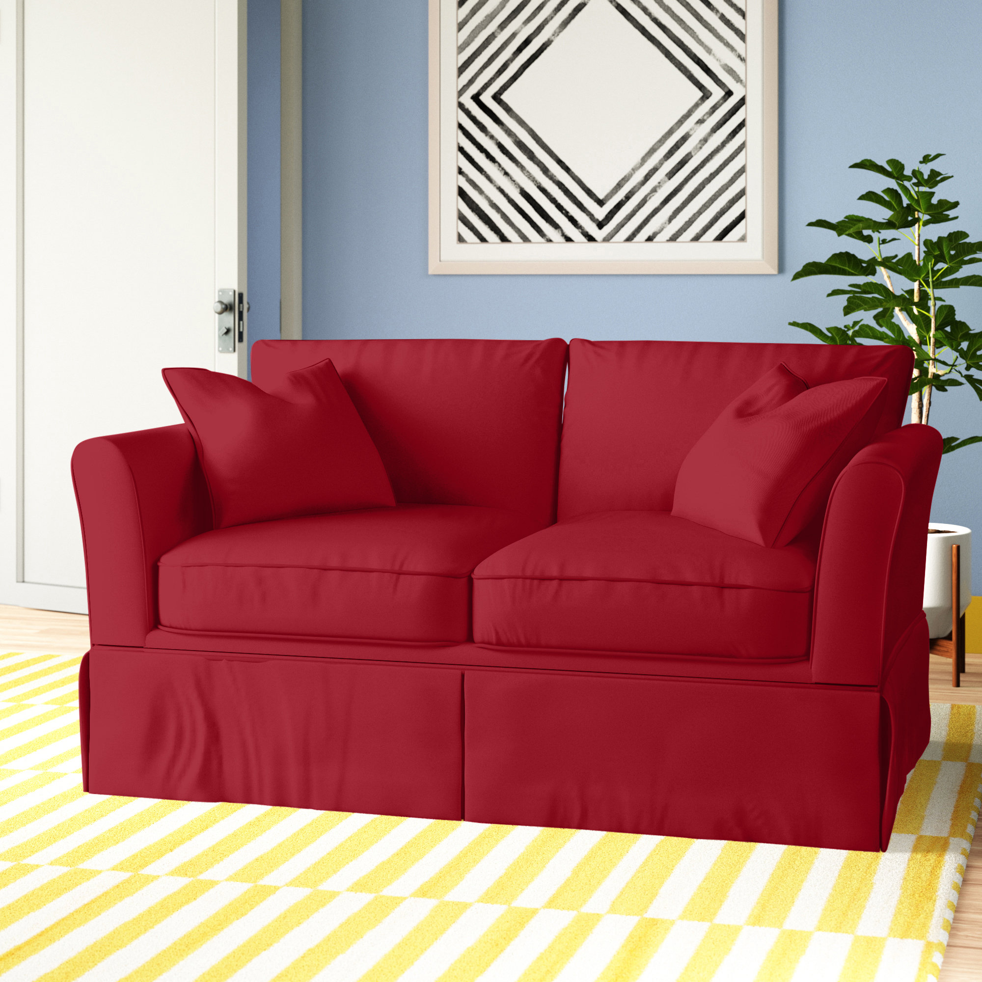 Shelby 60'' Upholstered Loveseat, Bayou Flame Canvas