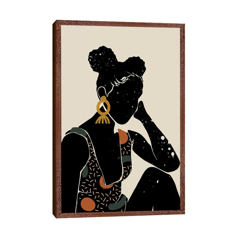 Black Hair VI 1 Piece Wall Art on Canvas, 152.5 cm H x 101.5 cm W, Classic Brown Wood Framed Canvas