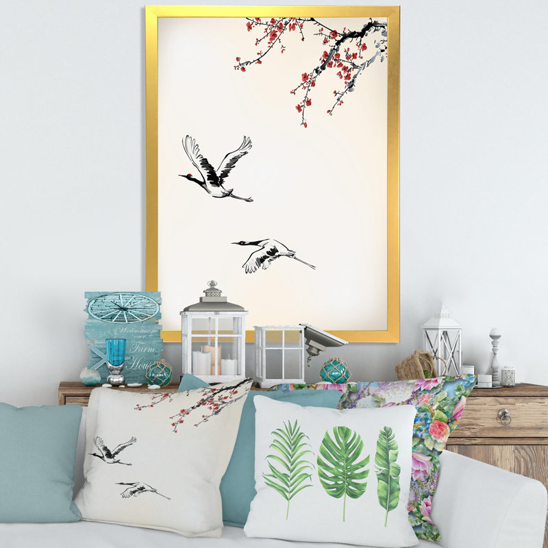 Sweet Winter Birds - Peinture sur toile encadrée, Encadrement doré, H 40 po x l 30 po x 1,5 po