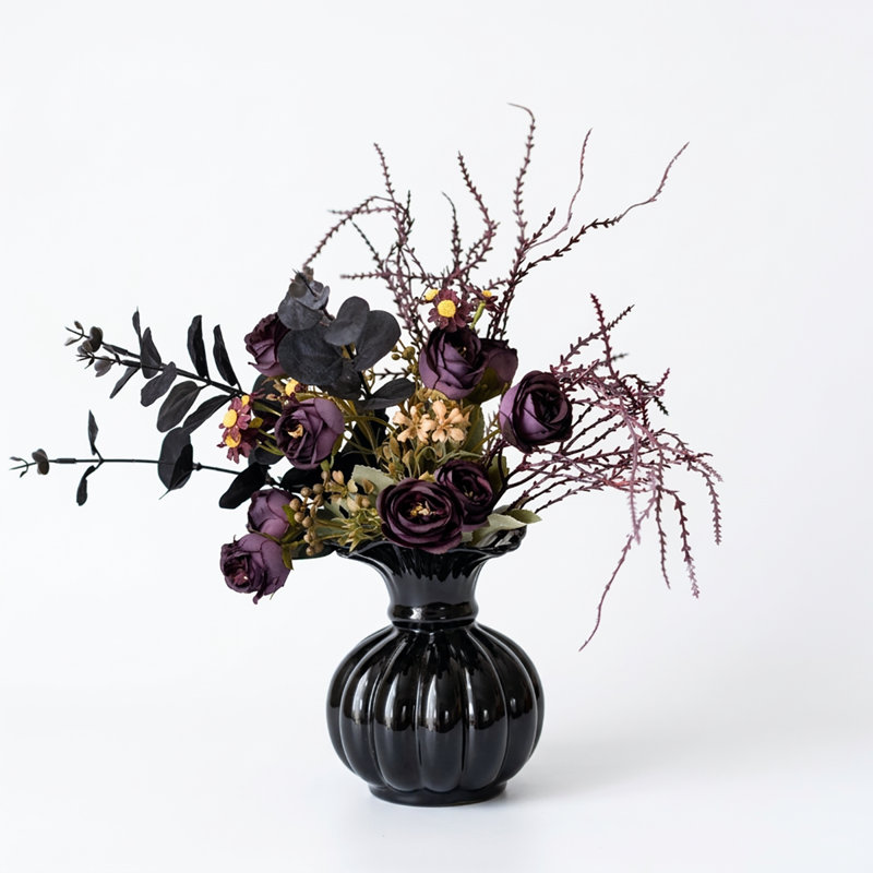 Fleurs gothiques dans un vase Fleurs artificielles pour centres de table Boho Halloween Home Decor