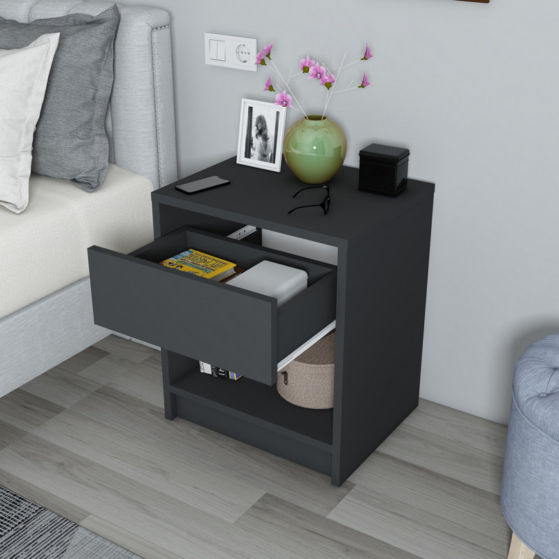 Sohi 44.6cm W Manufactured Wood Bedside Table, Grey