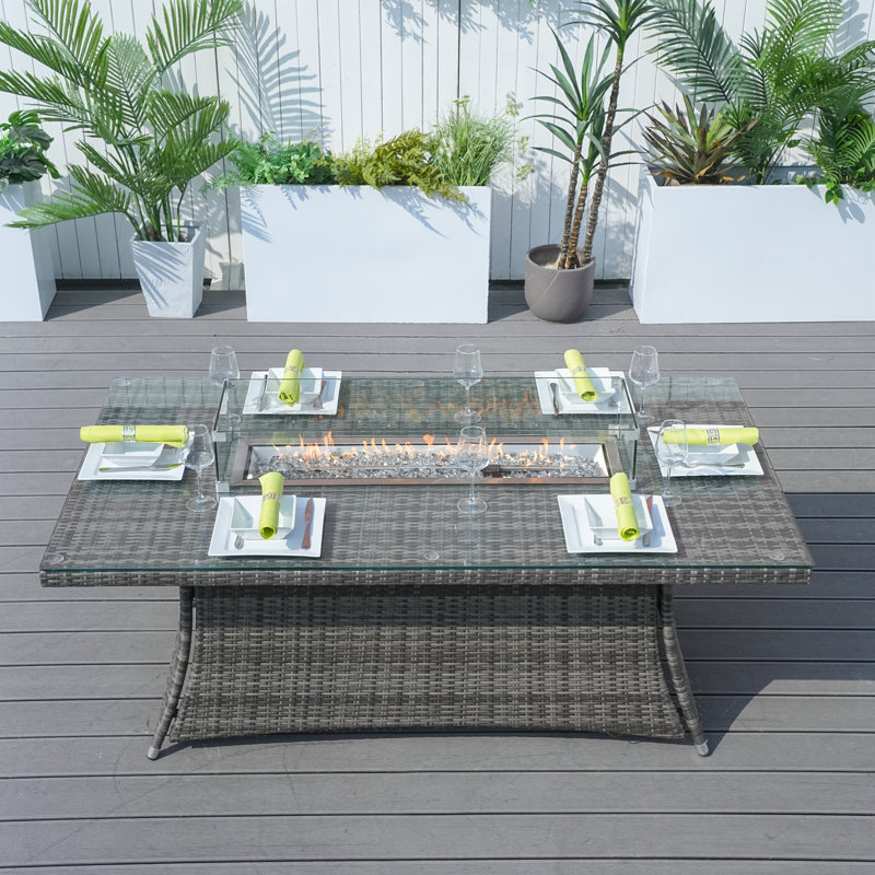 Arayeli Rectangle Aluminum Propane Smokeless Fire Pit Table with Hidden Fuel Tank, Gray