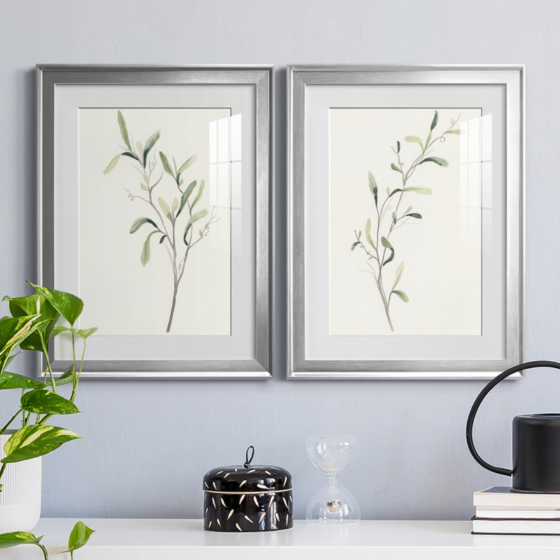 «Spindle Sprig III», reproduction encadrée de qualité supérieure - prête à être accrochée, Cadre argenté