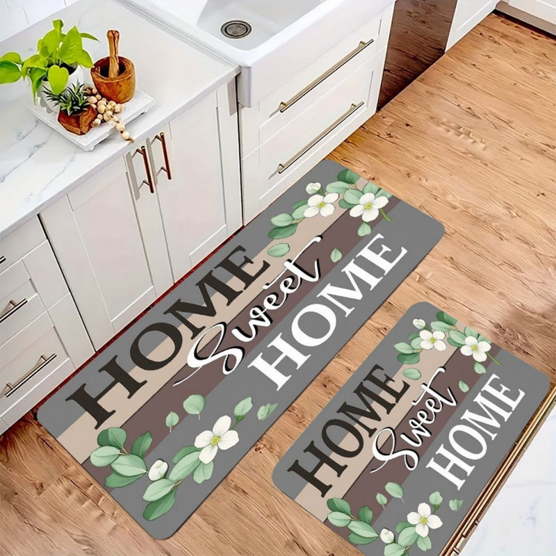 Tapis de cuisine 2 pièces Beige Grey Home Sweet Home