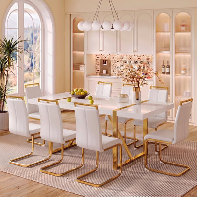 Ensemble de table de salle à manger 9 pièces Modern Glam