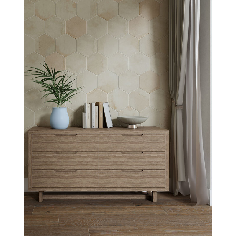 Arcadien 9 po x 10 po Carrelage imitation pierre Hexagon, Terracota mat