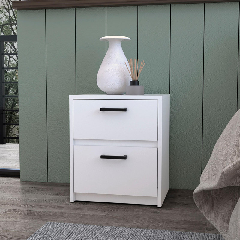 Modern Minimalist Nightstand, White